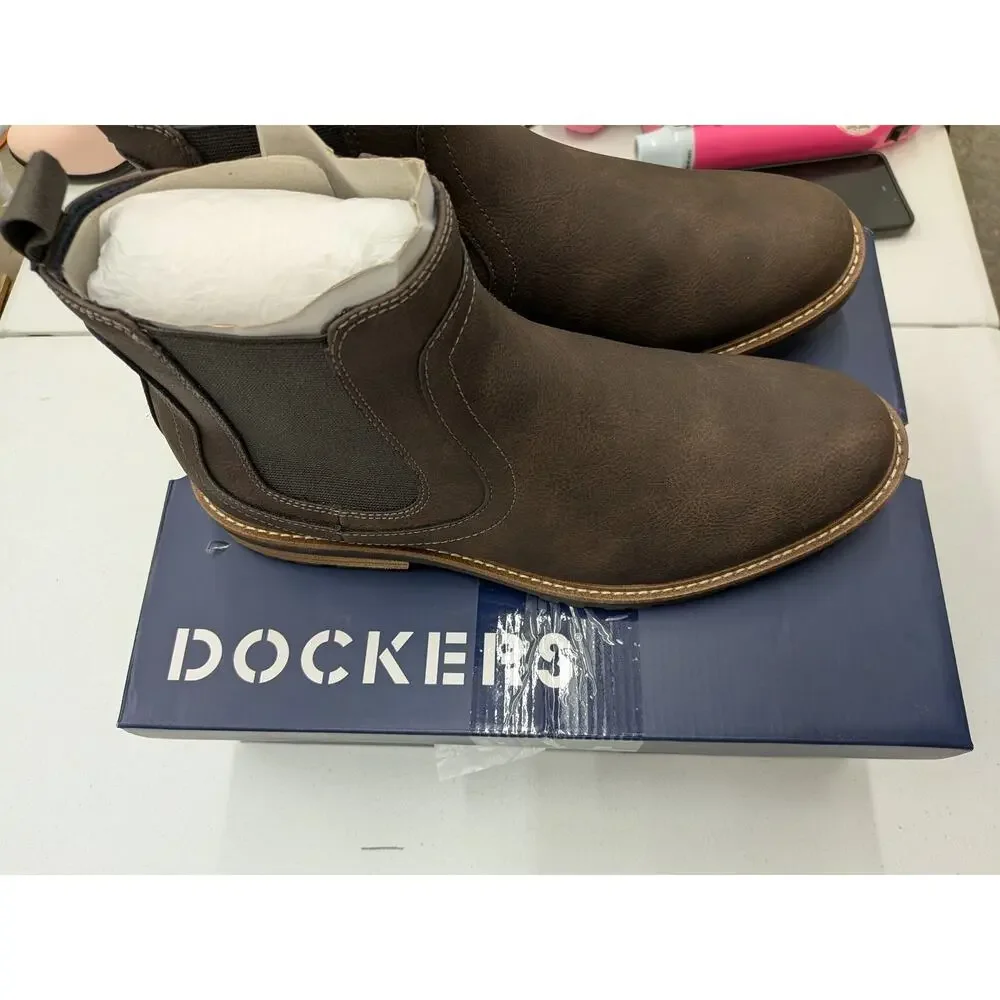Dockers Men’s Chelsea Boots Brown Casual Comfort Slip On Ankle Boots New